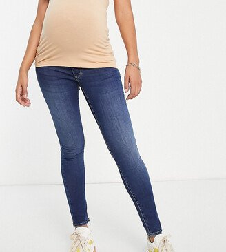 Topshop Maternity overbump Leigh jeans in indigo