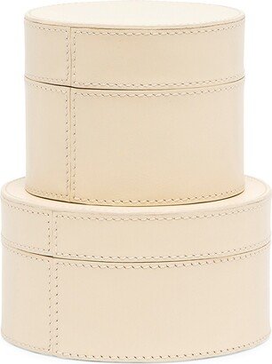 Pigeon & Poodle Orsett Leather Round Canister Set