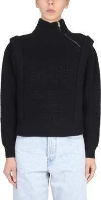 Zip-Detailed Turtleneck Jumper