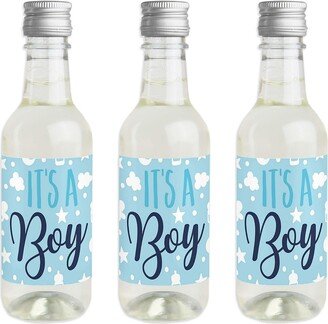 Big Dot Of Happiness It's a Boy - Mini Wine Bottle Label Stickers Baby Shower Favor Gift 16 Ct