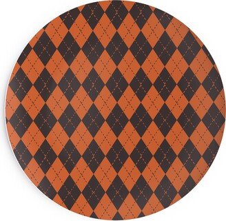 Salad Plates: Halloween Argyle - Orange And Black Salad Plate, Orange