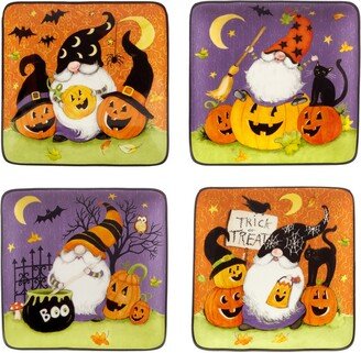 Halloween Gnomes Canape Plate Square Set, 4 Pieces