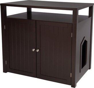 Arf Pets Large Cabinet Cat Litter Box Enclosure Furniture - Espresso