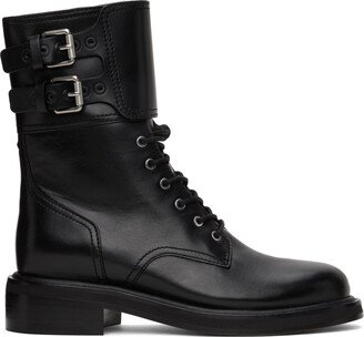 Black Moto Lace-Up Boots