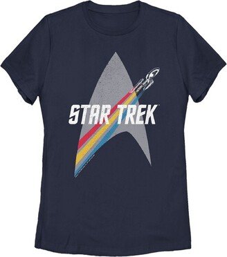 Women's Star Trek Enterprise Starfleet Rainbow Streak T-Shirt - Navy Blue - Large