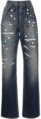 Distressed Embellished Jeans