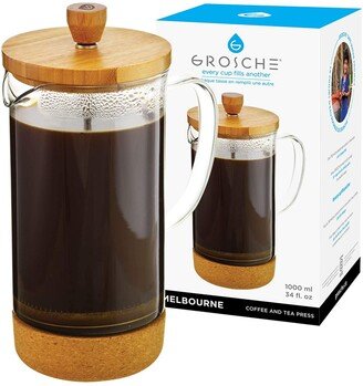 Melbourne French Press Coffee Maker with Bamboo Cork, 34 fl oz Capacity