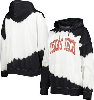 Women's Gameday Couture White, Black Distressed Texas Tech Red Distressed Raiders For the Fun Double Dip-Dyed Pullover Hoodie - White, Black