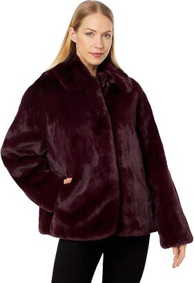 Liliam Faux Fur Coat (Deep Purple) Women's Clothing