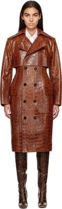 Tan Croc-Embossed Leather Coat