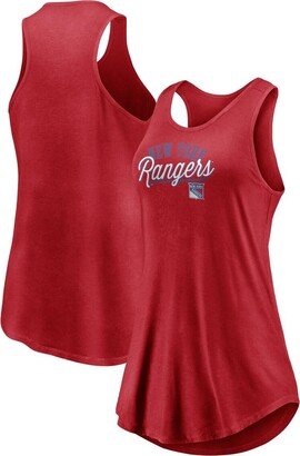 Women's Branded Red New York Rangers Simplicity Swing Racerback Scoop Neck Tank Top