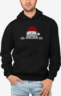 Men's Christmas Peeking Dog Word Art Hooded Sweatshirt