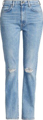 Easy High-Rise Distressed Slim Jeans