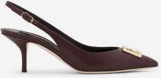 Calfskin slingbacks with logo