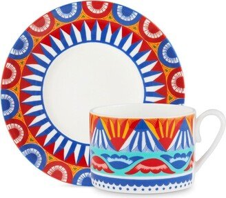 Geometric-Pattern Porcelain Tea-Set
