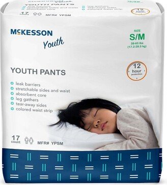 McKesson Youth Pants, Overnight Pull Up Pants - Size S/M, 38-65 lbs, 17 Count, 4 Packs, 68 Total