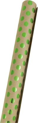 Jam Paper GiFoot Wrap - Kraft Wrapping Paper - 50 Square Foot Total - Foil Polka Dots On Kraft Paper - 2 Rolls Per Pack