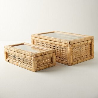 Rattan Box with Glass Lid