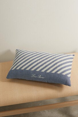 Moai Striped Cotton-blend Bouclé Beach Pillow - Blue
