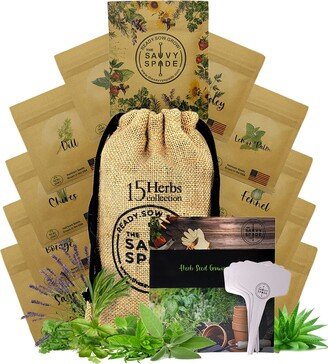 Herb Seeds Variety Pack Heirloom Non Gmo - High-Germination For Planting With Plant Markers, Growing Guide & Burlap Gift Bag