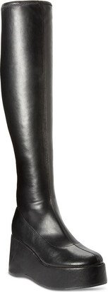 Wild Pair Enchantt Womens Faux Leather Tall Wedge Boots