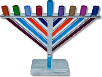 Colourful Anodized Hanukkah Menorah Jewish Hanukkiah