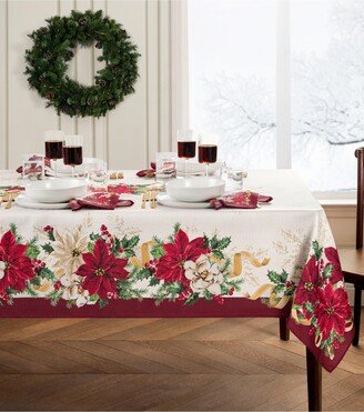 Poinsettia Garlands Engineered Tablecloth, 60