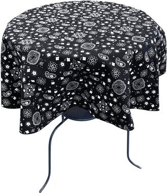 Round Print Poly Cotton Tablecloth | Bandanna Black, Choose