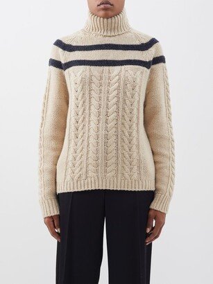 Cable-knit Cashmere Blend Roll-neck Sweater