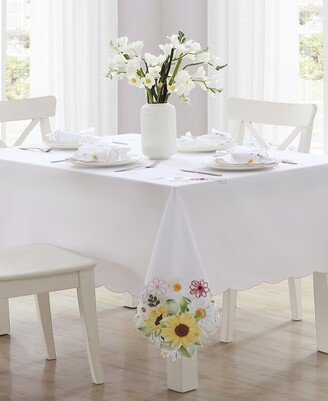 Sunflower & Daisies Cutwork Tablecloth, 60