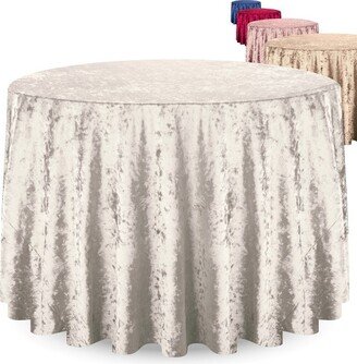 RCZ Decor RCZ Décor Elegant Round Table Cloth - Made With Fine Crushed-Velvet Material, Beautiful Off-White Tablecloth With Durable Seams