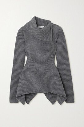 SIMKHAI - Keyara Asymmetric Ribbed Wool And Recycled Cashmere-blend Sweater - Gray