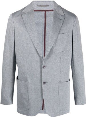 Check-Pattern Single-Breasted Blazer-AC