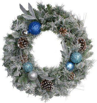 Northlight Flocked Pine with Ornaments Artificial Christmas Wreath-Unlit