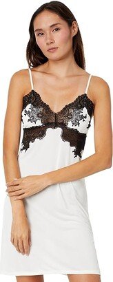 Enchant Slinky Chemise (Ivory/Black Lace) Women's Pajama