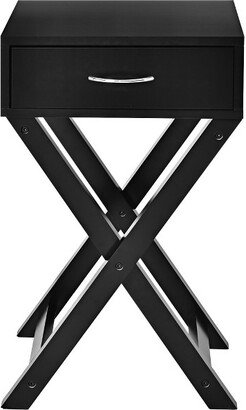 Nightstand x-Shape Drawer Accent Side End Table Modern Home Furniture Black