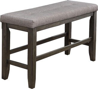 Wooden Counter Height Bench with Fabric Upholstered Seat