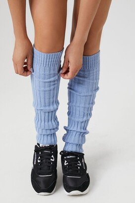 Ribbed Knit Leg Warmers in Blue