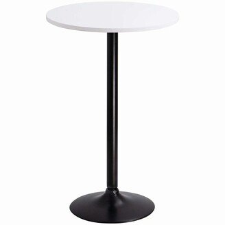 Bistro Pub Table Round Bar Height Cocktail Table Metal Base MDF Top Obsidian Table with Black Leg 23.8inch Top