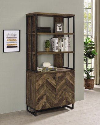 Furniture Millbrook Rustic Oak Herringbone 2-door Bookcase