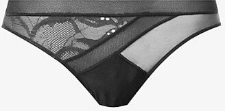 Womens Black Graphic Stretch-lace Bikini Briefs