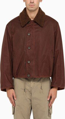 Burgundy cotton bomber jacket