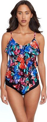 Flower Child Rita Tankini Top (Black/Multi) Women's Swimwear