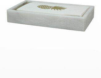 Marble Crafter Eris Collection Pearl White Marble Guest Towel Tray
