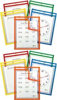 C-Line® Super Heavyweight Plus Reusable Dry Erase Pockets - Study Aid, Assorted Primary Colors, 9 x 12, 5 Per Pack, 2 Packs