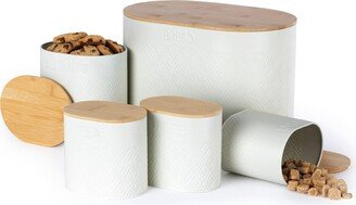 LIVIVO Oval Kitchen Storage Set With Airtight Bamboo Lids - Set of 5