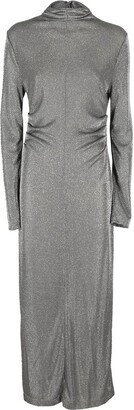 Lurex Detailed High Neck Maxi Dress