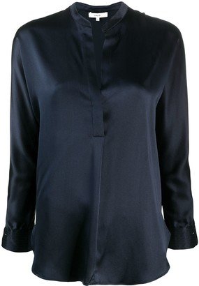 Long-Sleeved Open Front Blouse