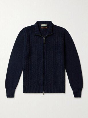 Slim-Fit Wool-Blend Zip-Up Sweater-AA
