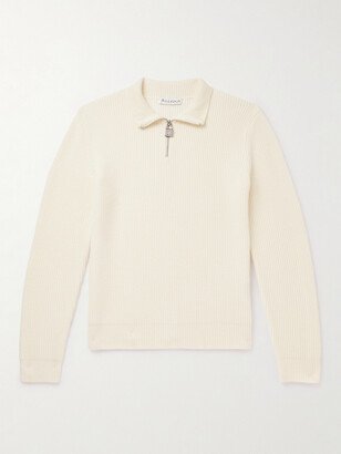 Ribbed Wool Half-Zip Sweater-AA